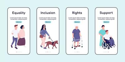 égalité des personnes handicapées et soutien à l'intégration du modèle de vecteur plat d'écran d'application mobile
