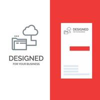 fichier de stockage de dossier cloud création de logo gris et modèle de carte de visite vecteur