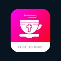 tasse à thé pâques bouton application mobile chaud version glyphe android et ios vecteur