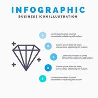 icône de ligne utilisateur bijou diamant avec fond d'infographie de présentation en 5 étapes vecteur