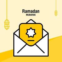 modèle de voeux ramadan kareem croissant islamique et illustration vectorielle de lanterne arabe vecteur