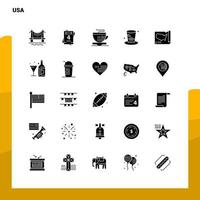 25 usa icon set glyphe solide icône illustration vectorielle modèle pour des idées web et mobiles pour entreprise vecteur