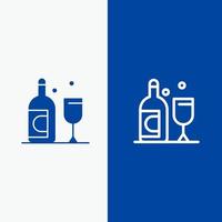 bouteille verre irlande ligne et glyphe icône solide bannière bleue ligne et glyphe icône solide bannière bleue vecteur