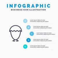 icône de ligne de nourriture oeuf de pâques oiseau avec fond d'infographie de présentation en 5 étapes vecteur