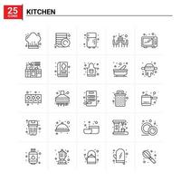 25 cuisine icon set vector background