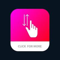 gestes des doigts main vers le haut bouton d'application mobile version de glyphe android et ios vecteur
