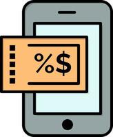 modèle de bannière d'icône de vecteur d'icône de couleur plate de remise d'achat mobile