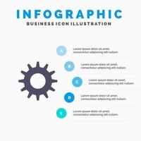 pignon engrenage réglage solide icône infographie 5 étapes présentation fond vecteur