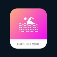 activité sport nager nager eau bouton application mobile version glyphe android et ios vecteur