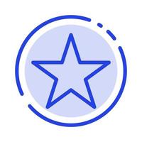 signet star media icône de ligne en pointillé bleu vecteur