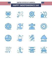 16 panneaux bleus pour la fête de l'indépendance des états-unis jouer bouteille d'encre de vacances américaines adobe éléments de conception vectoriels modifiables de la journée des états-unis vecteur