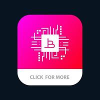 industrie de l'argent bitcoin finance informatique bouton d'application mobile version de glyphe android et ios vecteur