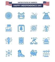 usa independance day blue ensemble de 16 pictogrammes usa du festival american day landmark indépendance modifiable usa day vector design elements