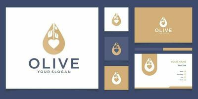 modèles de logo d'huile d'olive et conception de cartes de visite vecteur