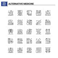 25 médecine alternative jeu d'icônes fond vectoriel