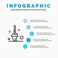 icône de ligne de vadrouille de nettoyage de seau avec fond d'infographie de présentation en 5 étapes vecteur