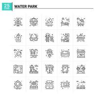 25 jeu d'icônes de parc aquatique fond vectoriel