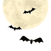 chauves-souris volant halloween avec lune vecteur