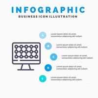 icône de ligne de matériel de technologie informatique avec fond d'infographie de présentation en 5 étapes vecteur