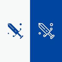 compétition masque d'escrime ligne olympique et glyphe icône solide bannière bleue ligne et glyphe icône solide bannière bleue vecteur