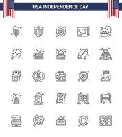 pack d'icônes vectorielles stock de jour américain 25 signes et symboles de ligne pour les états-unis vecteur