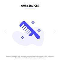 nos services brosse peigne cosmétique propre solide glyphe icône modèle de carte web vecteur