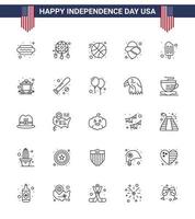 pack de 25 lignes créatives liées à la fête de l'indépendance des États-Unis vecteur