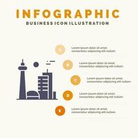 bâtiment canada ville ville célèbre toronto icône solide infographie 5 étapes présentation arrière-plan vecteur