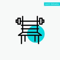 équilibre haltère fitness gym machine turquoise surbrillance cercle point vecteur icône