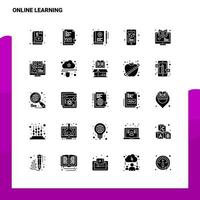 25 jeu d'icônes d'apprentissage en ligne modèle d'illustration vectorielle d'icône de glyphe solide pour des idées web et mobiles pour une entreprise vecteur