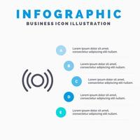 signal essentiel de base ui ux ligne icône avec 5 étapes présentation infographie fond vecteur