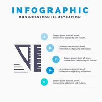 éducation outils géométriques solide icône infographie 5 étapes présentation fond vecteur