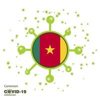cameroun coronavius drapeau sensibilisation contexte restez à la maison restez en bonne santé prenez soin de votre propre santé priez pour le pays vecteur