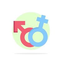 symbole de genre mâle femelle abstrait cercle fond plat couleur icône vecteur