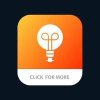 bouton d'application mobile de conception d'ampoule version de glyphe android et ios vecteur