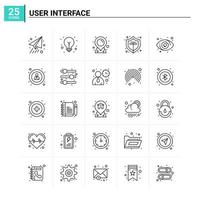 25 icônes d'interface utilisateur définies fond vectoriel