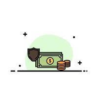 pièces d'affaires dollar finance or argent paiement entreprise ligne plate remplie icône vecteur modèle de bannière