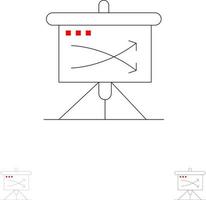 graphique de planification de plan d'affaires stratégique jeu d'icônes de ligne noire audacieuse et mince vecteur