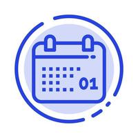 canada calendrier date jour bleu ligne pointillée icône vecteur