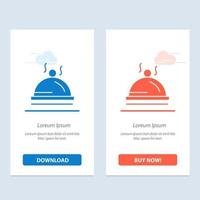 plat d'hôtel service de restauration bleu et rouge téléchargez et achetez maintenant le modèle de carte de widget web vecteur