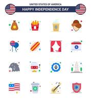 16 signes plats pour la fête de l'indépendance des états-unis fly bloon cole hat usa modifiable usa day vector design elements