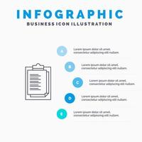 bloc-notes rapport carte résultat présentation ligne icône avec 5 étapes présentation infographie fond vecteur