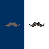 moustache hipster movember mâle hommes plat couleur icône vecteur