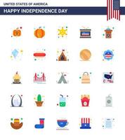 4 juillet usa joyeux jour de l'indépendance icône symboles groupe de 25 appartements modernes de cerf-volant volant vacances signe élection modifiable usa day vector design elements