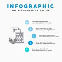 accumulation d'investissement entreprise dette épargne calculatrice pièces icône de ligne avec 5 étapes présentation infographie fond vecteur