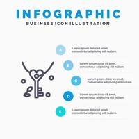 icône de ligne de mariage coeur amour clé avec fond d'infographie de présentation en 5 étapes vecteur