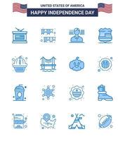 joyeux jour de l'indépendance usa pack de 16 blues créatifs de muffin security party usa shield modifiable usa day vector design elements