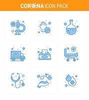 ensemble d'icônes de prévention des coronavirus 25 serviette bleue test de transport ambulance hospitalière coronavirus viral 2019nov éléments de conception de vecteur de maladie
