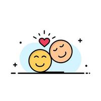 couple avatar smiley visages emojis valentine logo d'entreprise modèle plat couleur vecteur