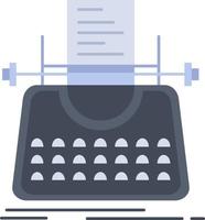 article blog histoire machine à écrire écrivain plat couleur icône vecteur